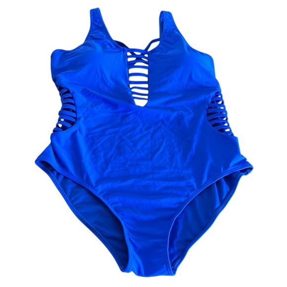 Aqua Eve Royal Blue Sexy One Piece Swimsuit NWT Woman Size 20W - Picture 1 of 9